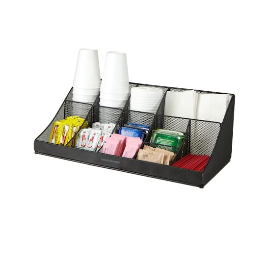 Mind Reader Black 11 Compartment Breakroom Coffee and Condiment Organizer